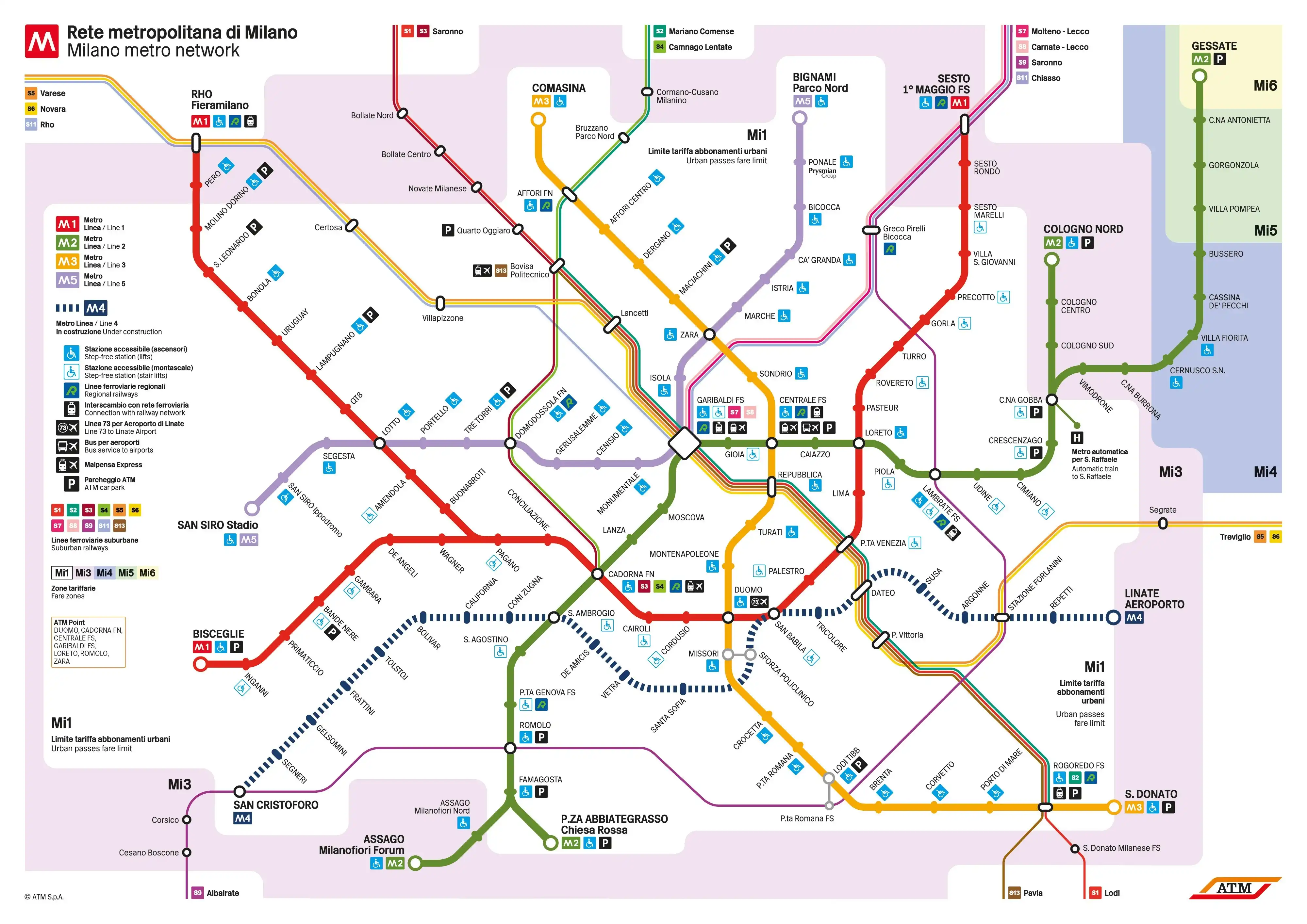 Mappa Rete Metro Milano Completa