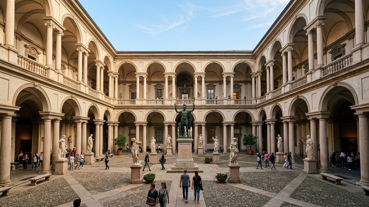 Itinerario artistico a Milano cortile monumentale Pinacoteca di Brera