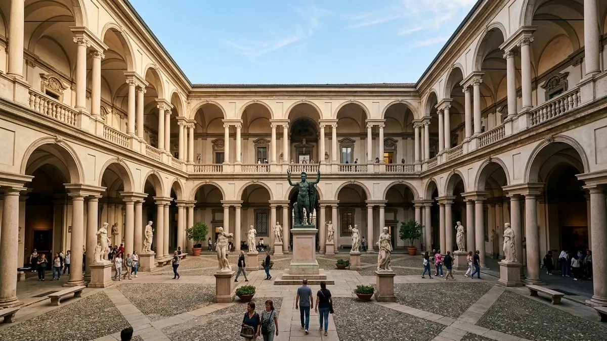 Itinerario artistico a Milano cortile monumentale Pinacoteca di Brera