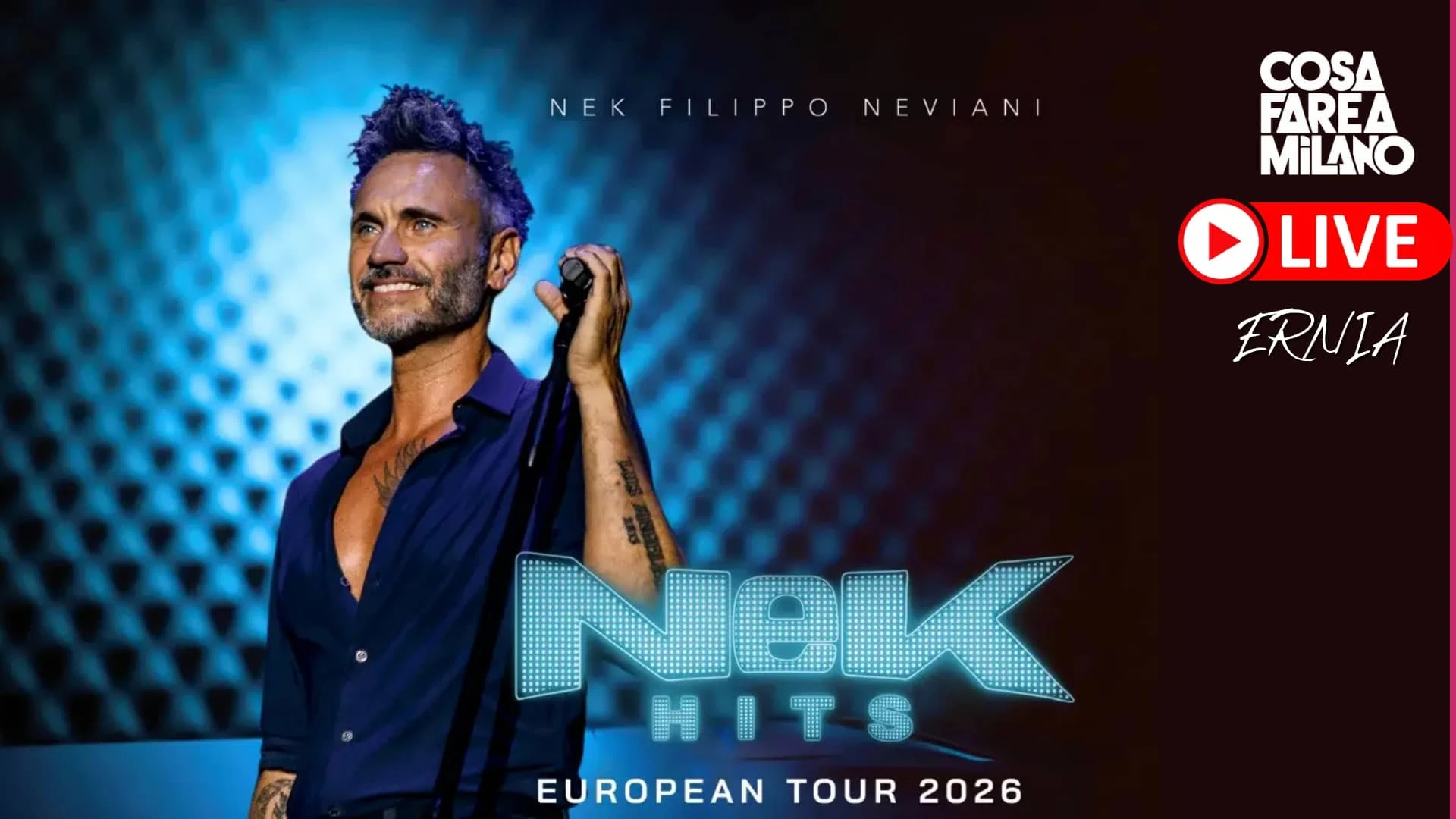 Nek in concerto al Teatro degli Arcimboldi di Milano 2026: Biglietti e Info